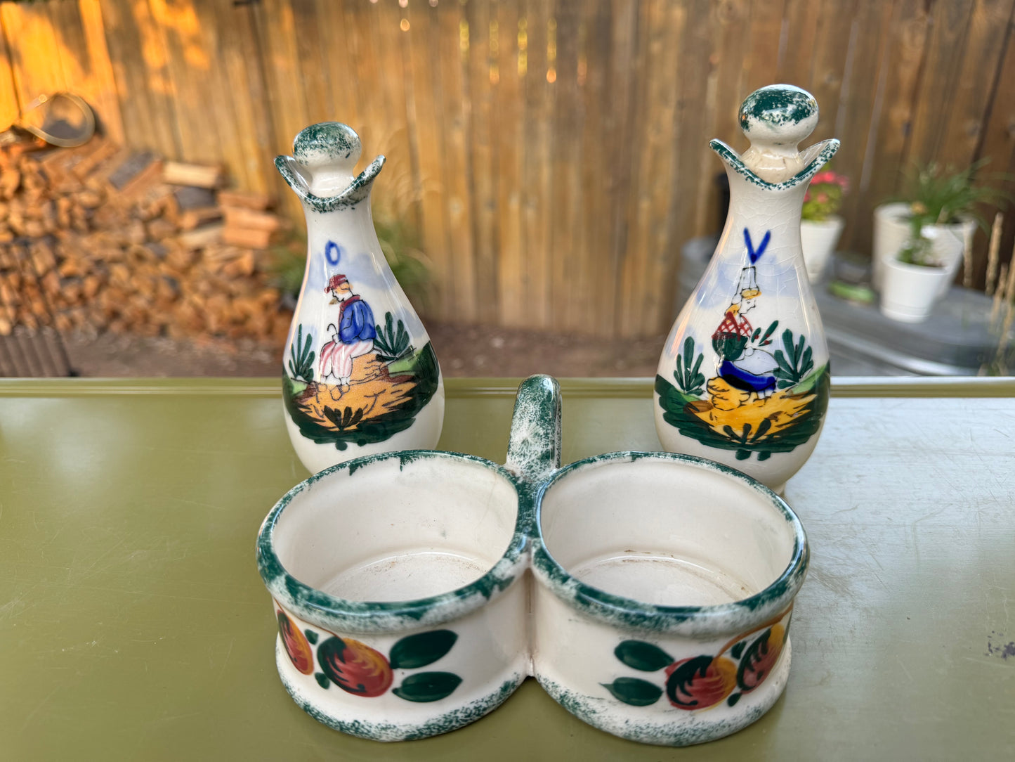 1950s Oil & Vinegar Dutch Cruet Set